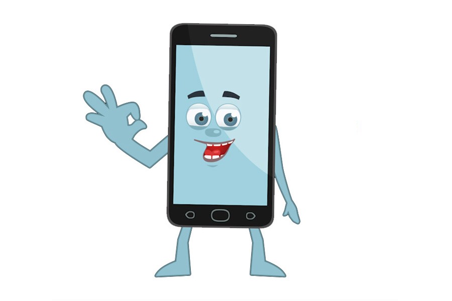 Illustration of Smiling Cell Phone